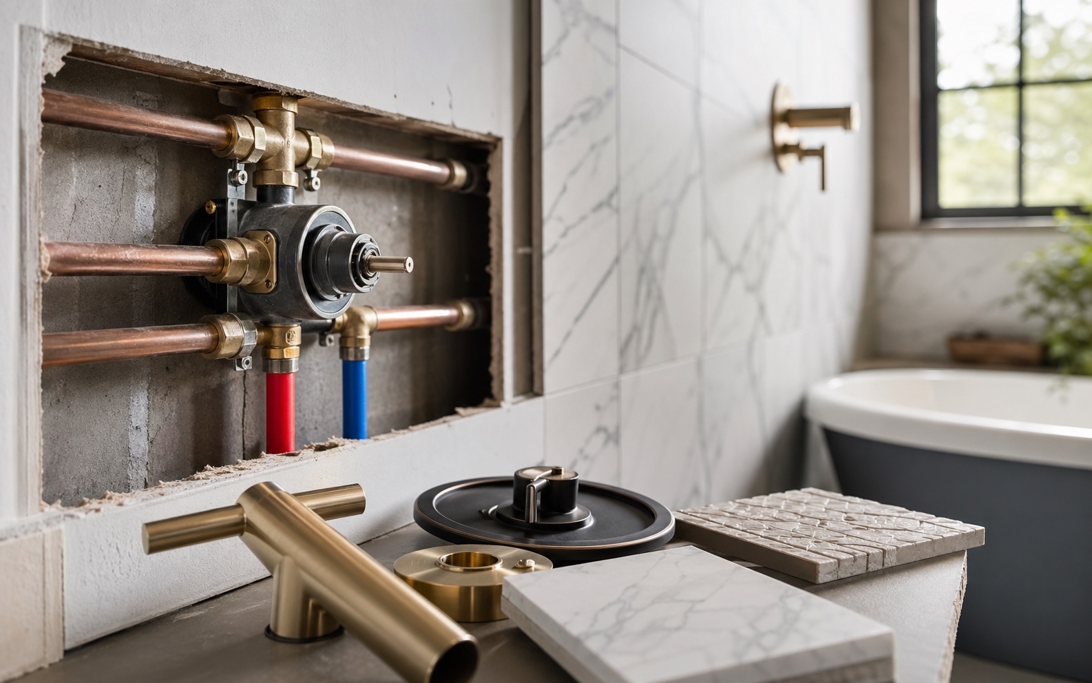 Bathroom renovation plumbing rough-in