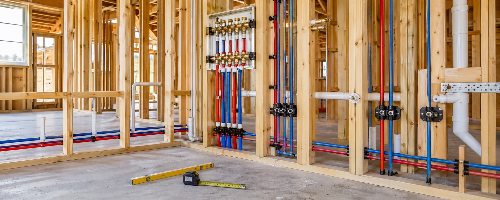 New build plumbing rough-in pipework